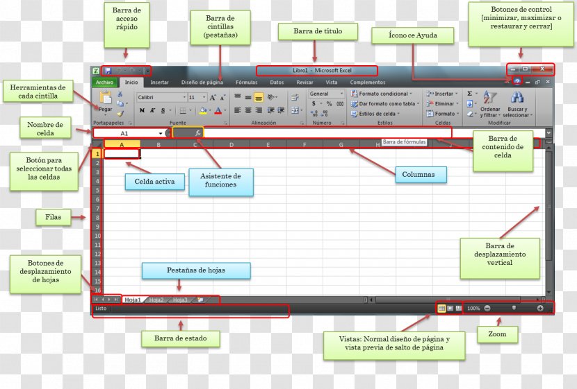 Microsoft Excel 2007 Spreadsheet Window - Pointer - Principal Transparent PNG