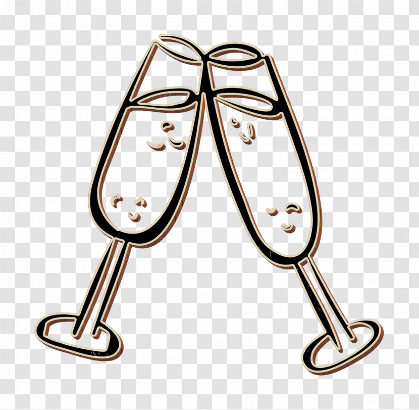 Food Icon Champagne Glasses Icon Hand Drawn Wedding Icon Transparent PNG