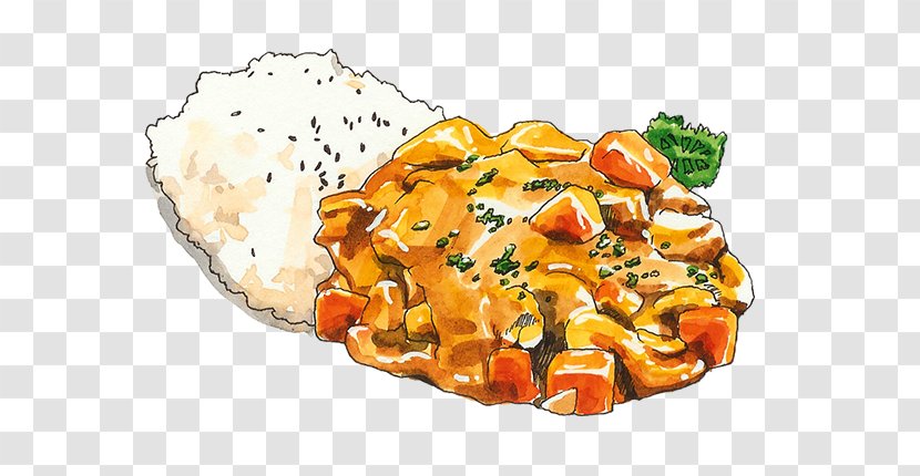 Red Curry Thai Cuisine Japanese Food - Rice Terrace Watercolor Transparent PNG