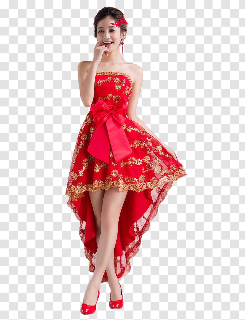 Model Photography Chinese New Year Facial Expression Surprise - Skirt - Women In Red Transparent PNG