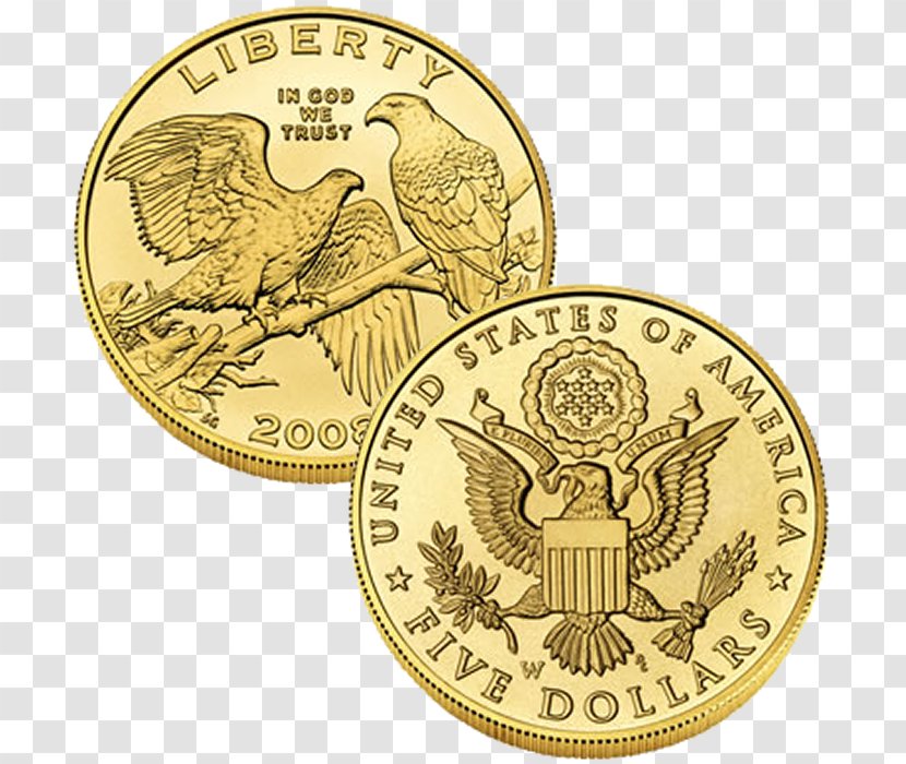 Dollar Coin Gold Uncirculated Commemorative - United States Fivedollar Bill Transparent PNG