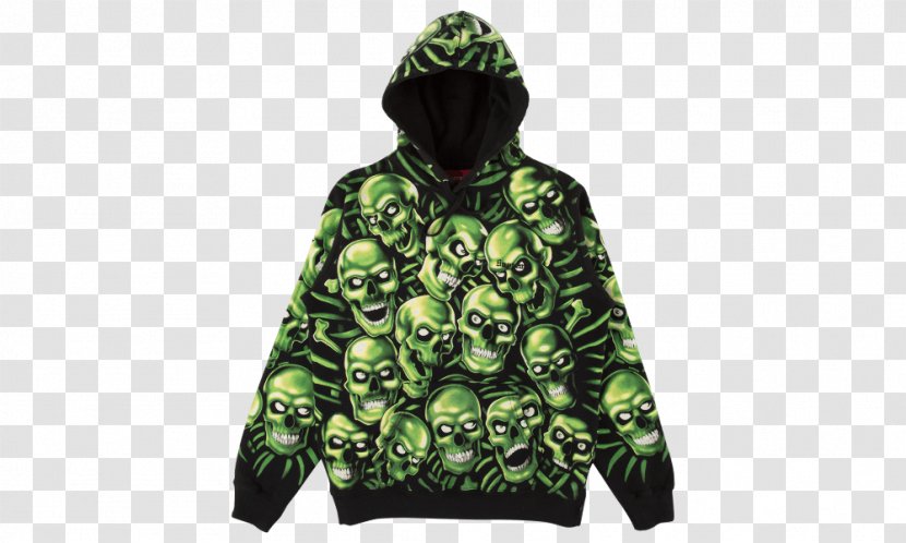 Hoodie T-shirt Supreme Skull Pile Hooded Sweatshirt Clothing - Sleeve Transparent PNG