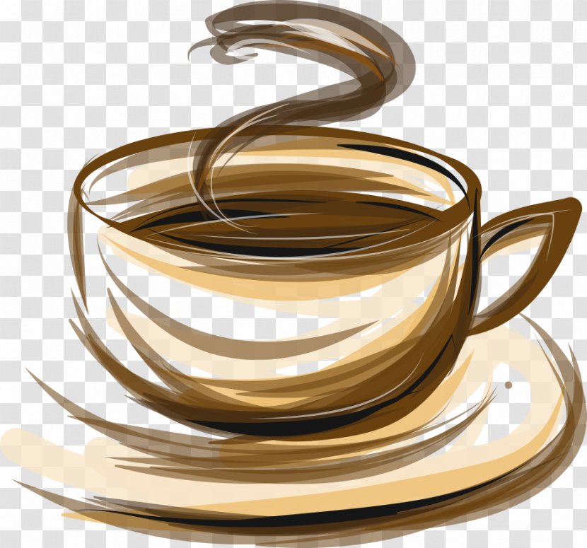 Coffee Tea Cafe Espresso - Dinnerware Set - Vector Cup Brown Stripes Transparent PNG
