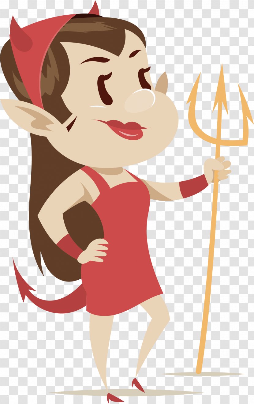Devil Cartoon Clip Art - Silhouette - A Female In Red Dress Transparent PNG