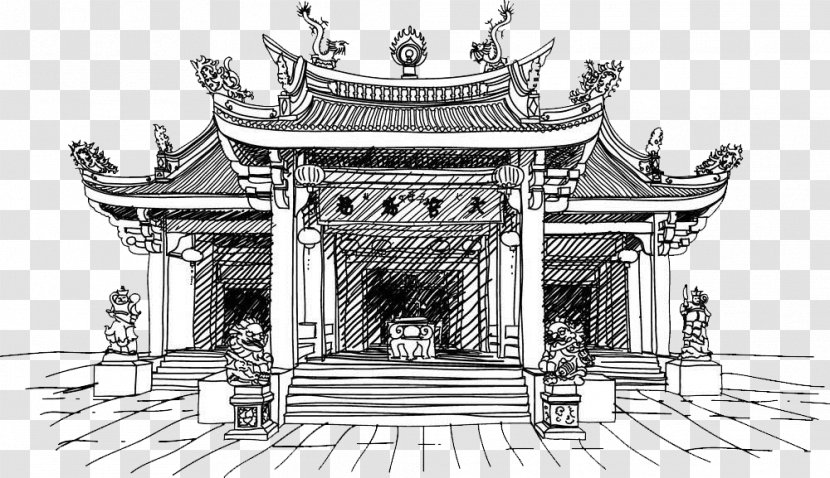 China Chinese Temple Clip Art - Building - Sketching; Temples; Ancient Temples Transparent PNG