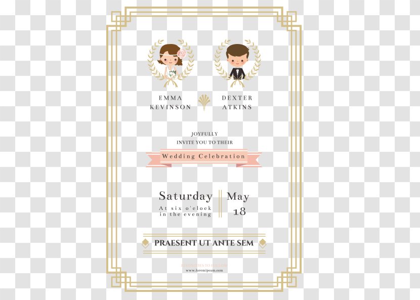 Wedding Invitation Paper Marriage - Material - The Bride And Groom Vector Transparent PNG