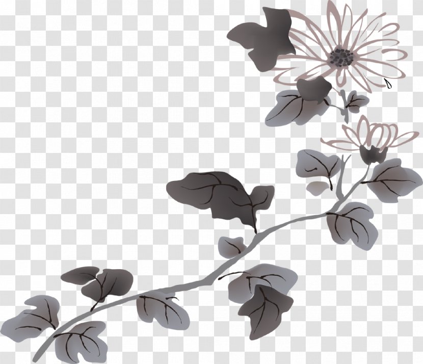 U6c34u58a8u5199u610f Flower Ink Wash Painting - Chrysanthemum Decoration Transparent PNG