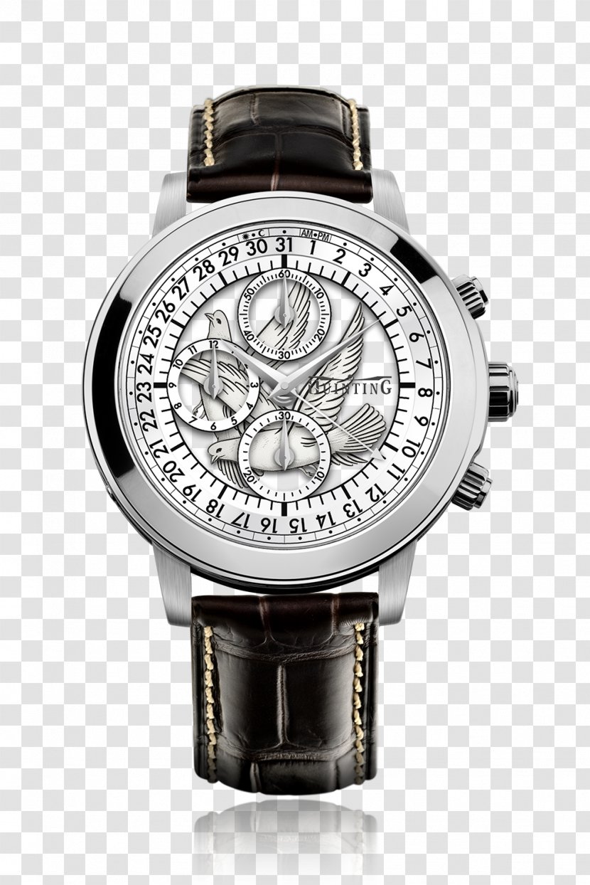 Watchmaker Clock Chronograph Quinting SA - Silver - Watch Hands Transparent PNG