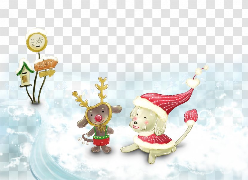 Christmas High-definition Television 1080p Display Resolution Wallpaper - Computer - Snow Dogs And Deer Transparent PNG
