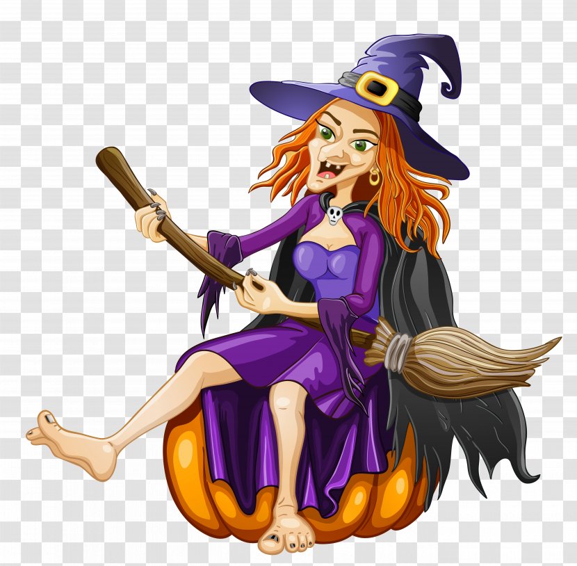Halloween Witchcraft Clip Art - Frame - Witch With Pumpkin Clipart Transparent PNG