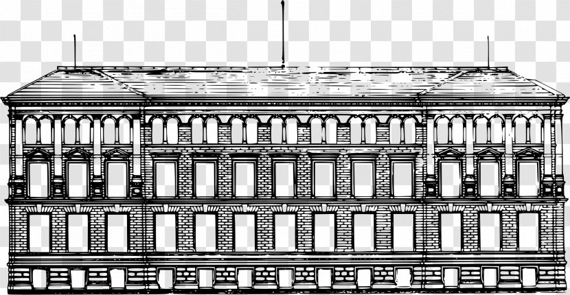 Black And White Facade Architecture Drawing - Monochrome Photography - Building Transparent PNG