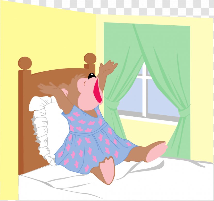 Cartoon Comics Illustration - Watercolor - Bear In Bed Stretching Transparent PNG