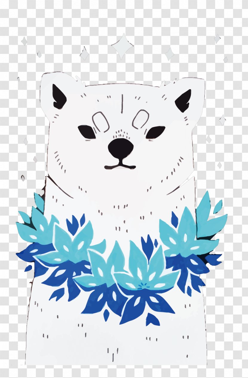 Polar Bear - Flower - Vector Transparent PNG