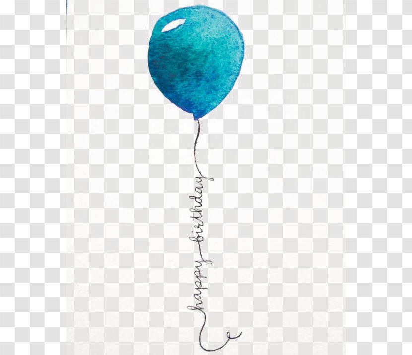 Birthday Balloon Greeting Card - Aqua - Happy Transparent PNG