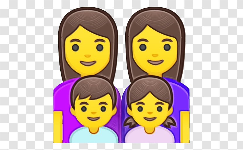 Happy Family Cartoon - Black Hair - Style Transparent PNG