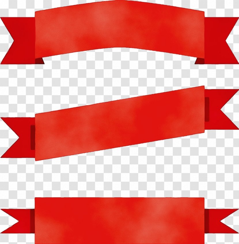 Red Line Clip Art Rectangle Material Property - Ribbon Flag Transparent PNG