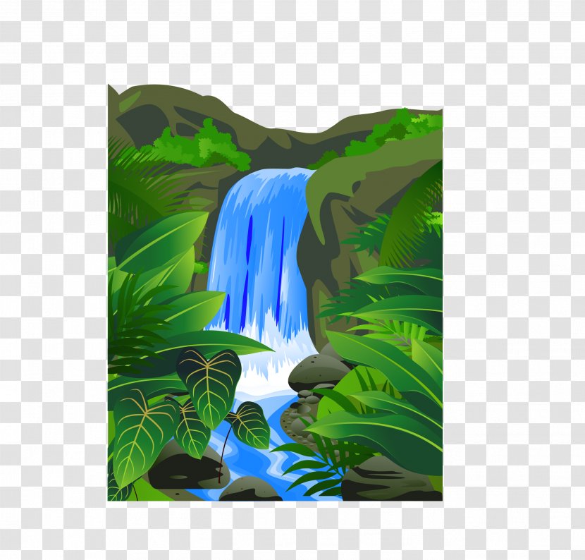 Cartoon Can Stock Photo Animation Photography - Grass - Jungle Waterfall Transparent PNG