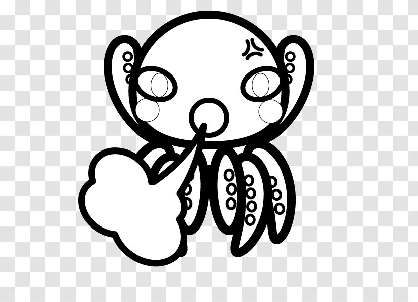 Black And White Octopus Monochrome Painting Clip Art - Smile Transparent PNG