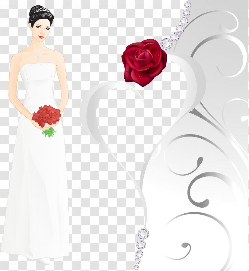 Wedding Invitation Bride Illustration - Heart - Vector Transparent PNG