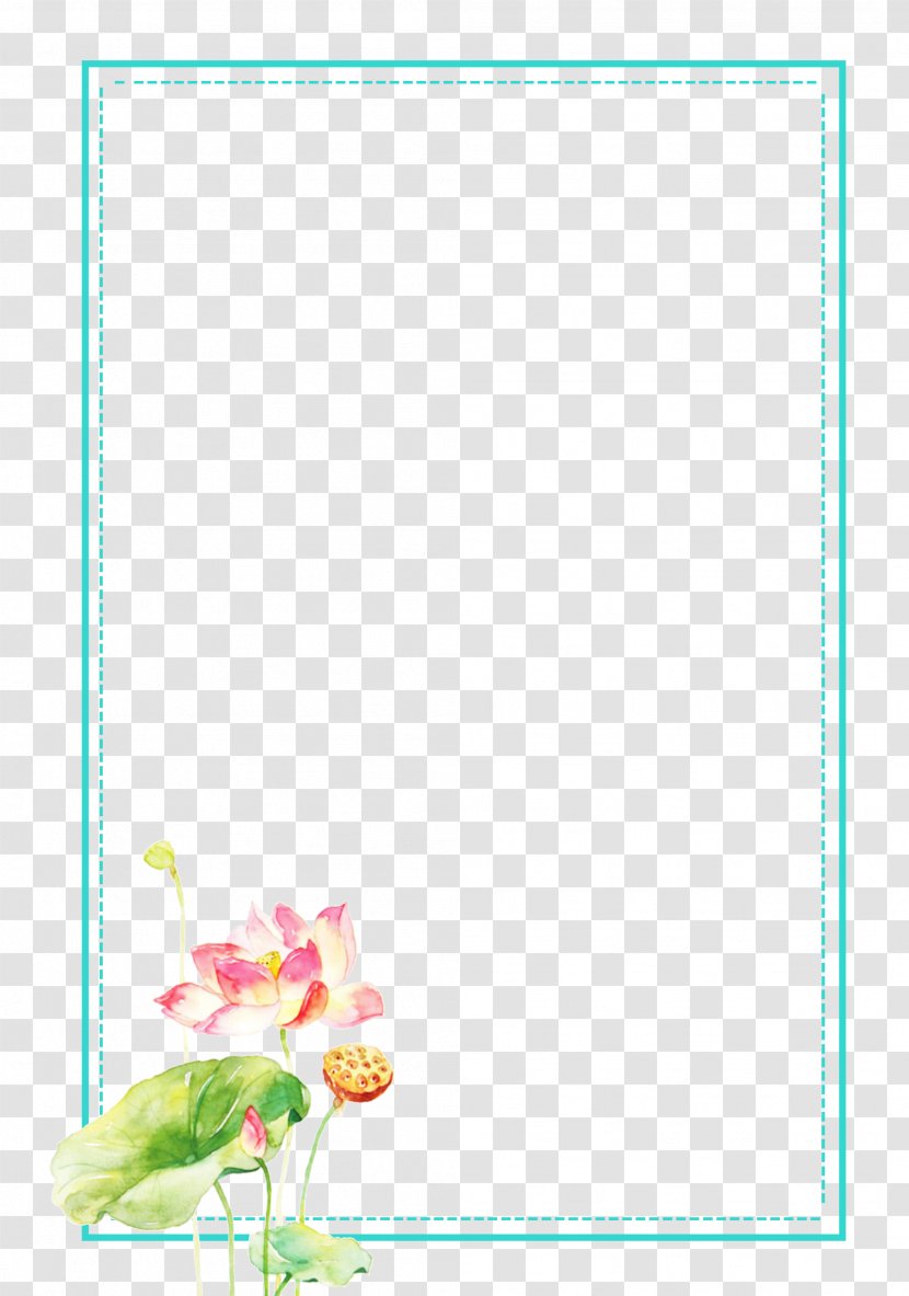Paper Petal Picture Frame Green Pattern - Hand Painted Lotus Borders Transparent PNG