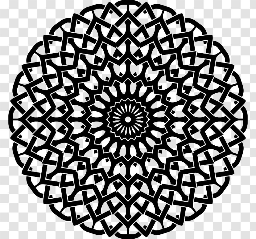 Doily Crochet Craft Circle Pattern - Black And White Transparent PNG