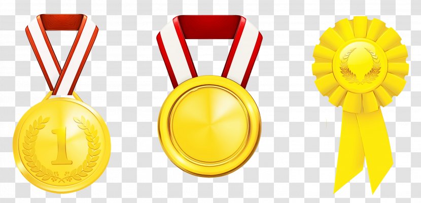Cartoon Gold Medal - Place Award Ribbon - Yellow Silver Transparent PNG