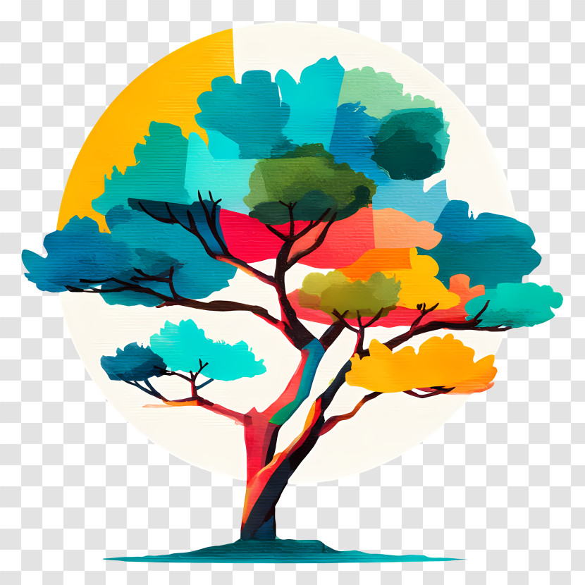 Tree Icon - Abstract Colorful Tree Transparent PNG