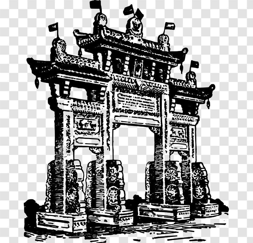 Chinatown Gate San Francisco Paifang Clip Art - Building - Chinese Transparent PNG