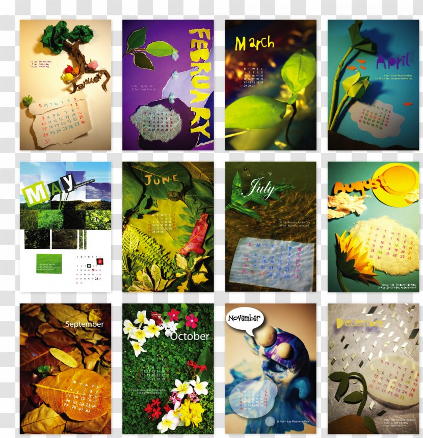 Flower Fauna Collage - Plant - Calendar Design Transparent PNG