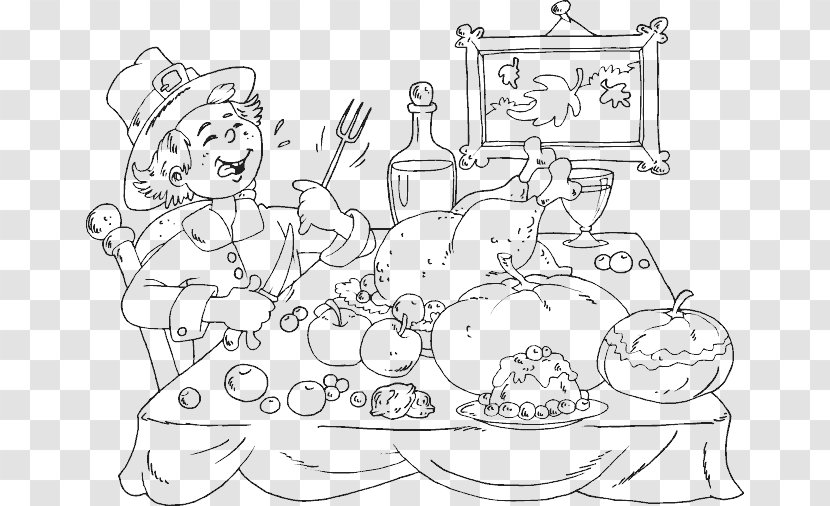 Coloring Book Ausmalbild Fast Food Drawing - Cartoon - Eid Feast. Feast Transparent PNG