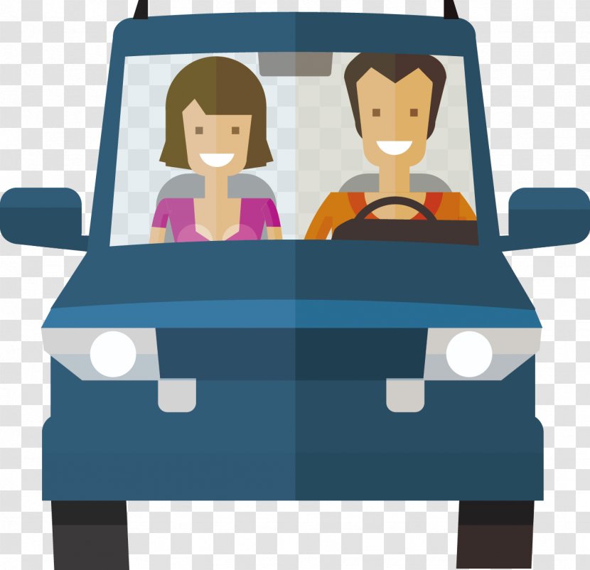 Cartoon Couple Illustration - Tourism - Vector Car Transparent PNG