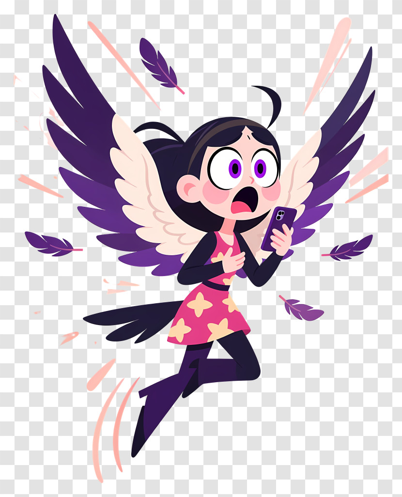 Octavia - Surprised Winged Girl With Phone Transparent PNG