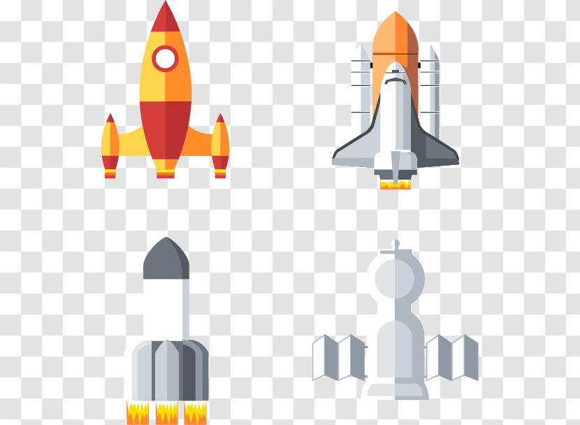 Rocket Spacecraft Outer Space Satellite - Four Kinds Of Spaceship Transparent PNG