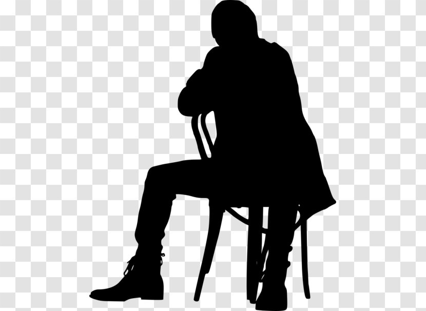 Silhouette Chair Sitting Clip Art - Black Transparent PNG