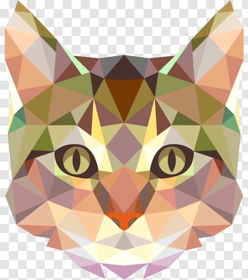 Cat Wall Decal Kitten Geometry Sticker - Printmaking - Polygolnal Transparent PNG