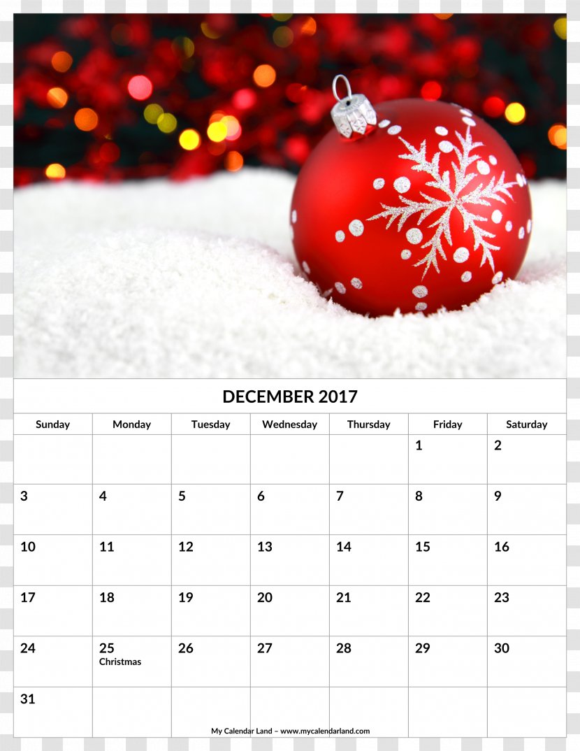 Christmas Ornament Decoration Eve Advent Calendars - Calendar - December Transparent PNG