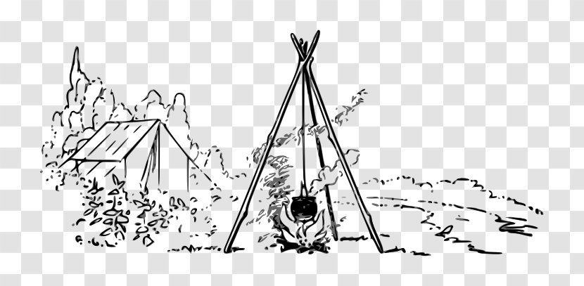 Borders And Frames Black White Campfire Drawing Camping Transparent PNG