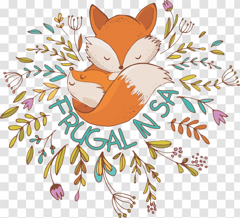 Red Fox Drawing Clip Art - Flower - Tree With Fruit Transparent PNG
