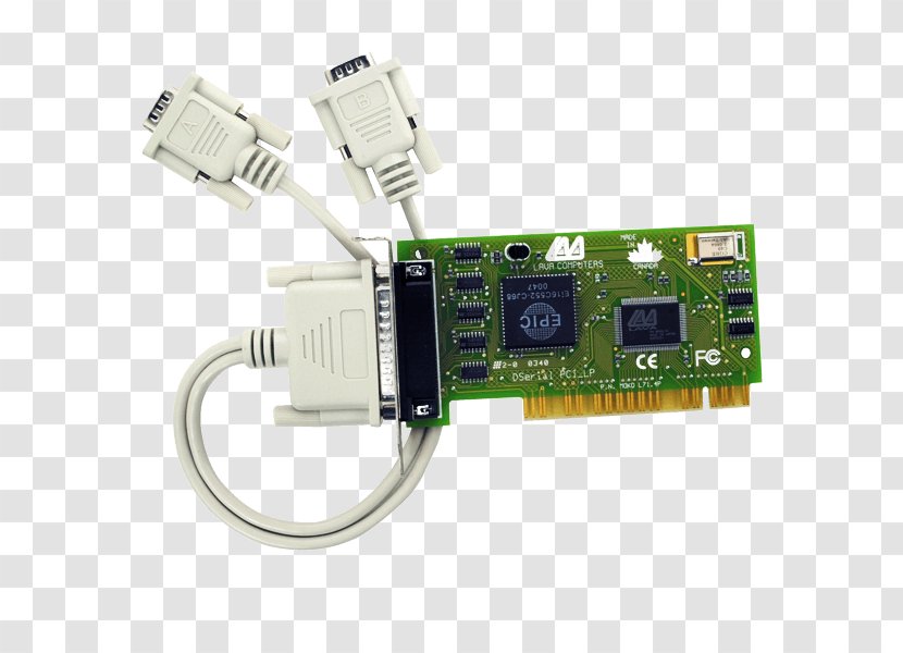 Microcontroller Conventional PCI RS-232 Serial Port Express - Electronic Component - Cable Transparent PNG