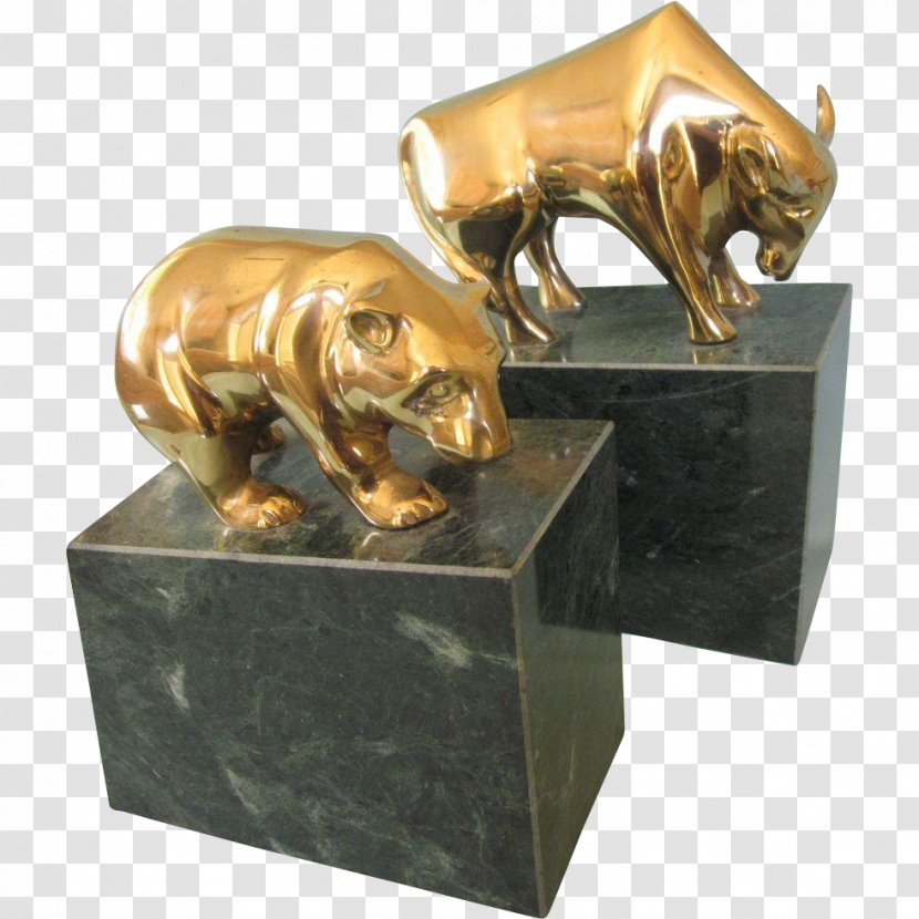 Charging Bull Bookend Bronze Brass - Antique Transparent PNG