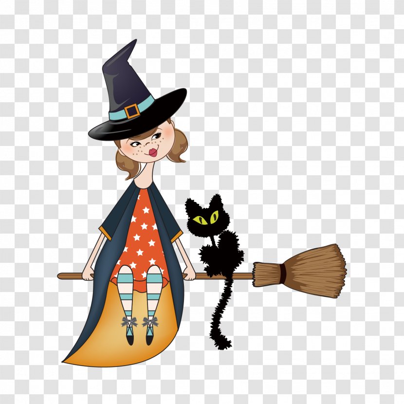 Cat Halloween Witchcraft Vector Graphics Stock Photography - Witch Flying - Good Transparent PNG
