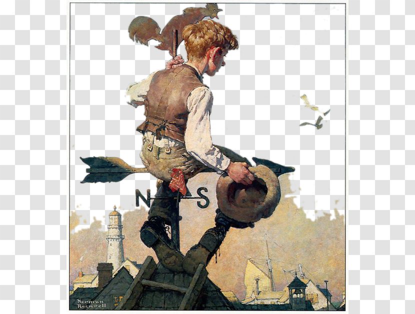 Norman Rockwell Museum Paintings Boy With Baby Carriage Work Of Art - Roof Child Looks Into The Distance Transparent PNG