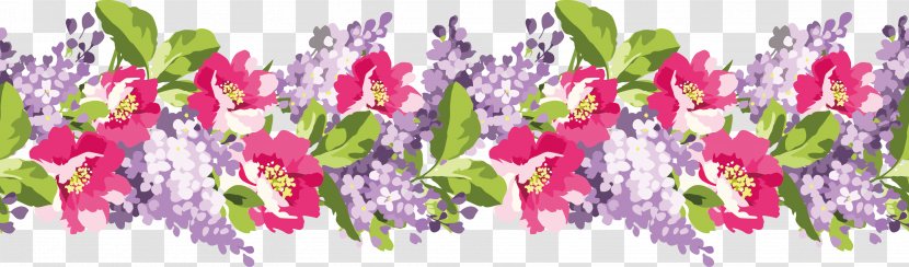 Flower Picture Frame Watercolor Painting - Magenta - Purple Pattern Transparent PNG
