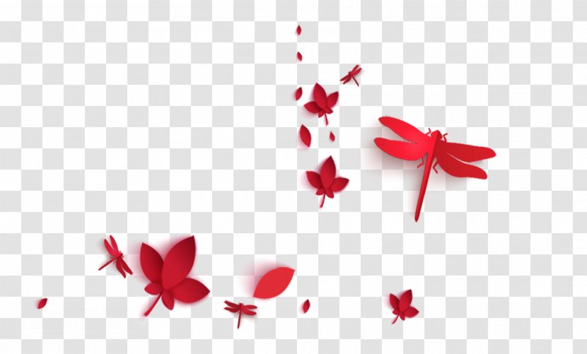Chinese New Year Download - Red - Floating Dragonfly Transparent PNG