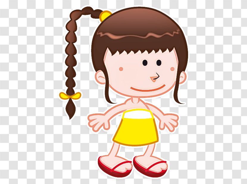 Cartoon Clip Art Cheek Yellow Child - Happy - Smile Brown Hair Transparent PNG