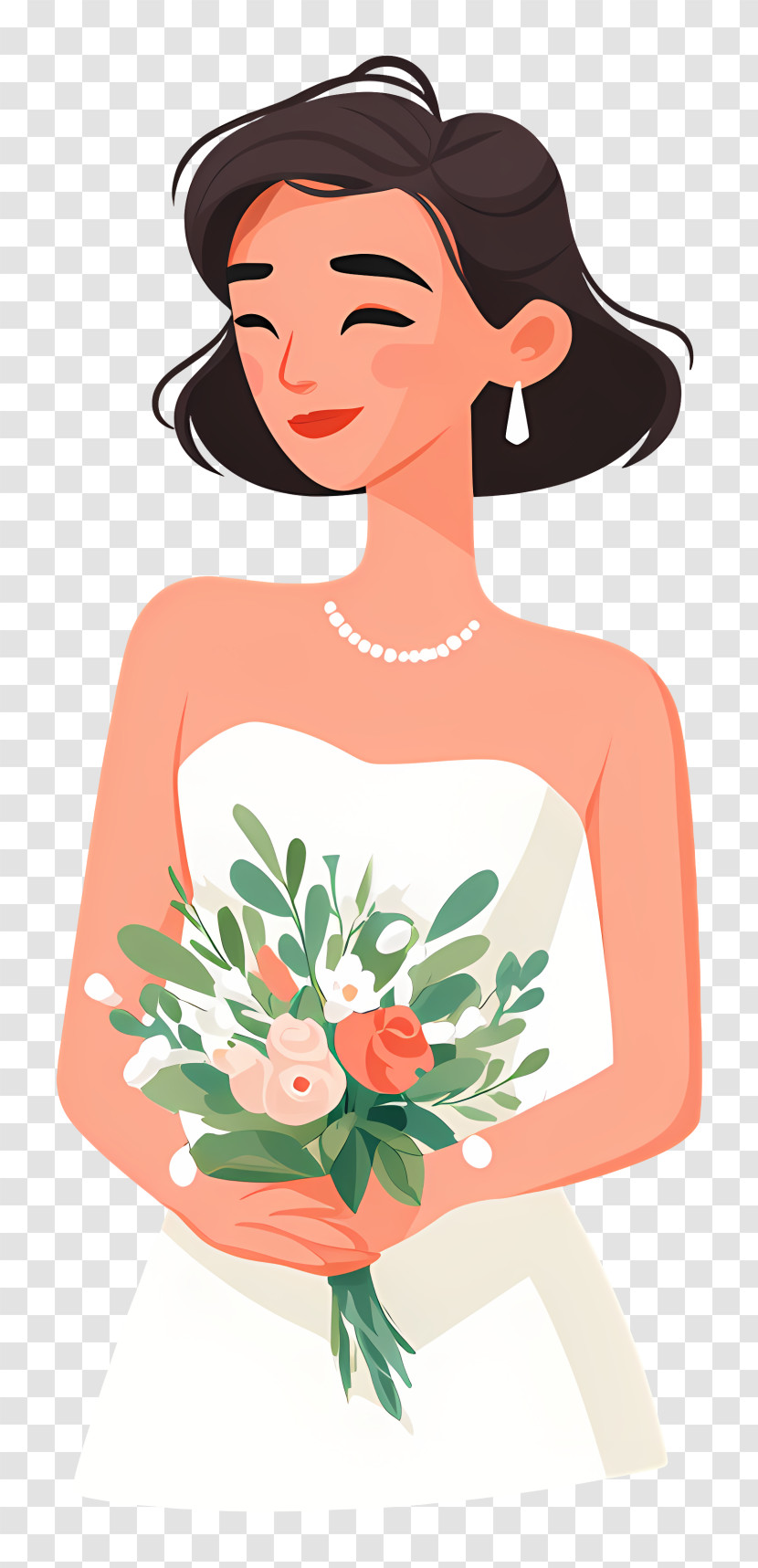 Elegant Bride With Bouquet Transparent PNG