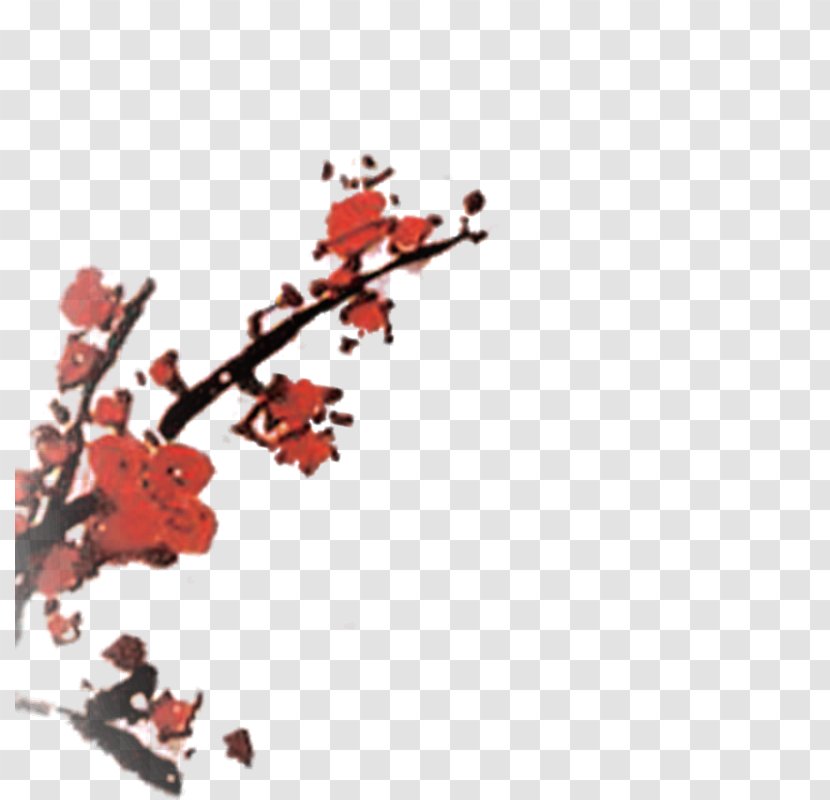 Red Download LINE Font - Plant - Plum Flower Transparent PNG
