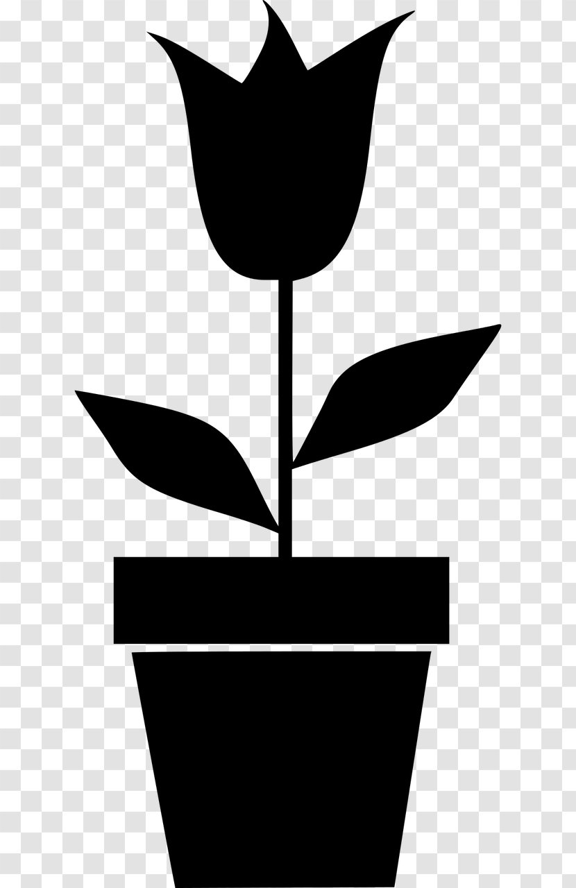 Plant Flowerpot Clip Art - Monochrome - Pot Leaf Transparent PNG