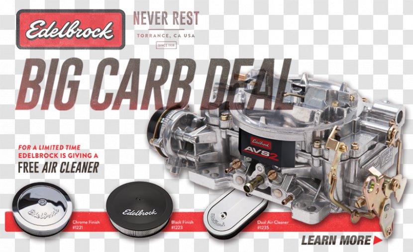 Engine Air Filter Edelbrock, LLC Carburetor Quadrajet - Automotive Part Transparent PNG