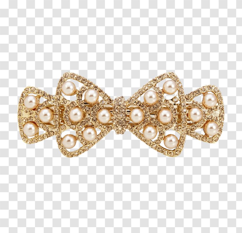 Barrette Hairpin Fashion Accessory - Jewellery - Pearl Diamond Bow Hair Accessories Transparent PNG